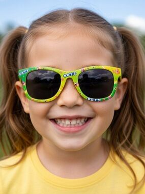 Dots Kids Lime Green Sunglasses with Dark Lenses